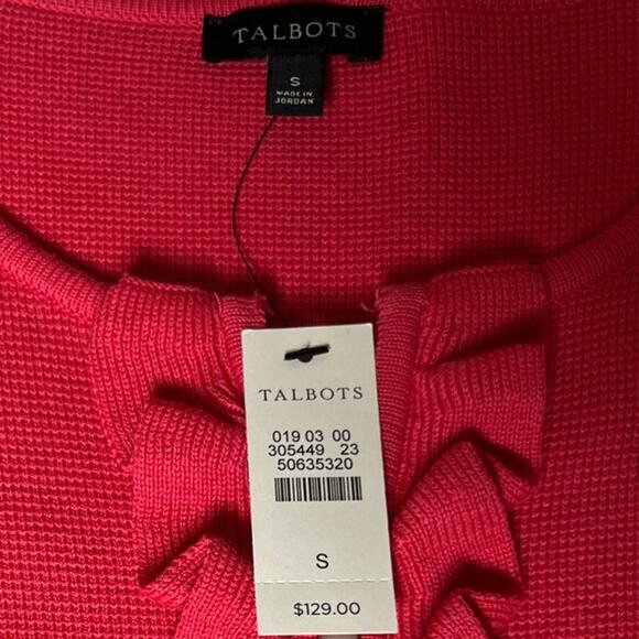 Talbots Coral Ruffle Zip Cardigan Sweater Small NWT Classiccore Preppy - Picture 7 of 10